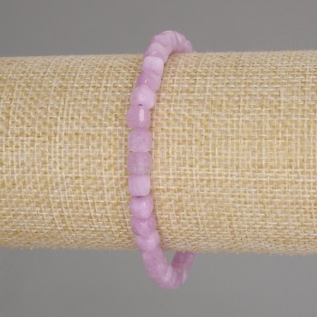 Brățară din kunzit tăiat cub, diametrul 5x5 mm, lungime 18 cm, cu elastic