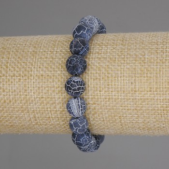 Brățară din agat înghețat, mărgele netede de 10 mm, lungime 18 cm ±, elastică