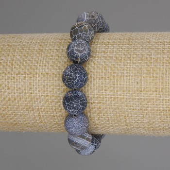 Brățară din agat înghețat, mărgele netede, diametrul de 12 mm, lungimea 18 cm, elastică