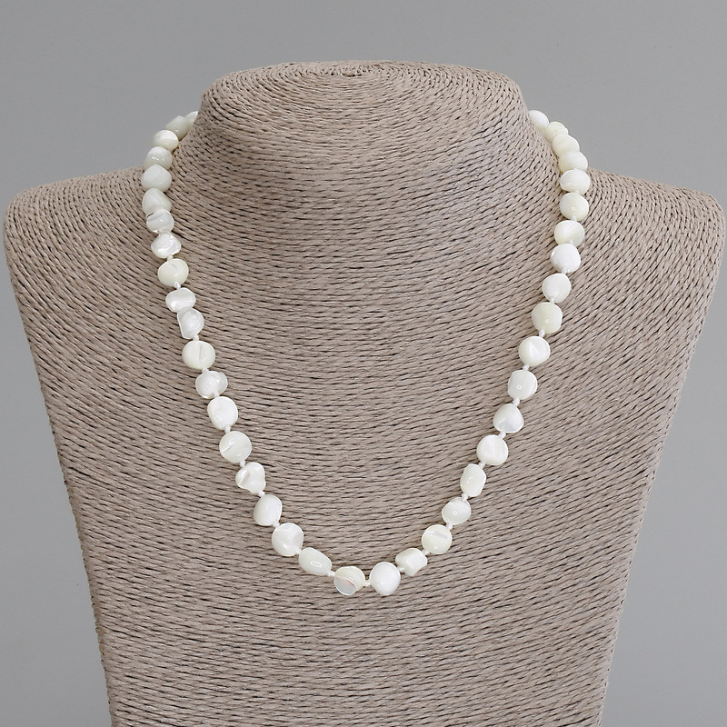Colier din sidef, mărgele tăiate, diametrul 8x8 mm, lungime 50 cm, +/- cu închizător