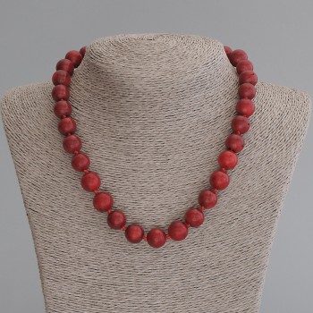 Colier din coral, bile netede de 12 mm, lungime 45 cm, cu închizătoare