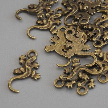 Кулон підвіска Саламандра колір металу бронза, діаметр 22х12мм+- фасування 15шт