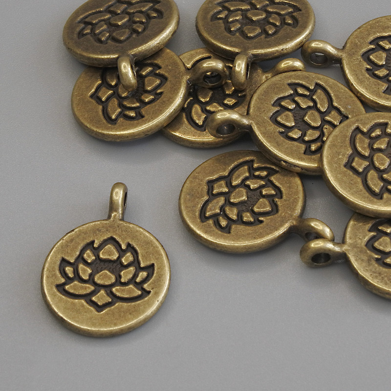 Pandantiv Lotus, culoare bronz, diametrul 19×15 mm, ambalare 10 buc