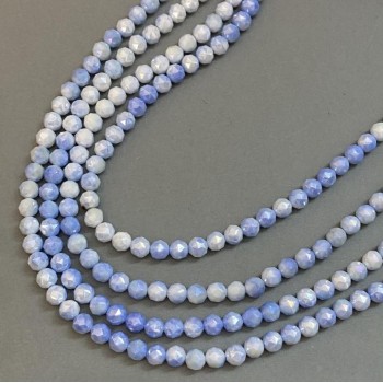 Mărgele din cristal ceh, albastru deschis multicolor, pe șnur, cu fațete, diametrul 8 mm, lungime 38 cm