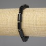 Brățară cu turmalin tăiat 12×7–8 mm, mărgele 3 mm, lungime 18 cm, elastic