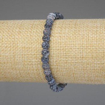 Brățară din agat albastru glaciar, mărgele netede de 6 mm, lungime 18 cm, pe elastic