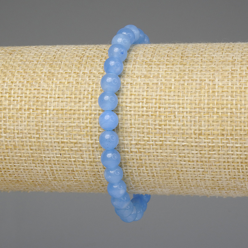Brățară cu acvamarin, bilă netedă 6 mm, lungime 18 cm, elastică