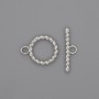 Închizătoare toggle, diametrul 22×2,5 mm, cerc de diametru 15 mm, diametrul găurii 10 mm, culoare argintie a metalului