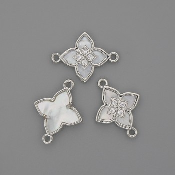 Conector sidef 15×19 mm ± în metal argintiu