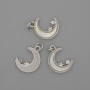 Pandantiv Lună din sidef, 15×13 mm ±, cu stras alb, lungime 20 mm ±, metal argintiu