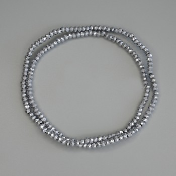 Mărgele din hematit, culoare argintie, rondel facetat 3x2 mm, pe șnur, lungime 40 cm