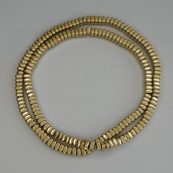 Mărgele din hematit culoare aurie, rondel pătrat 4×2 mm, pe șnur, lungime 40 cm+