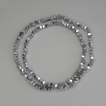 Mărgele de hematit argintiu, cubice, 2×2 mm, pe fir, lungime 38 cm+