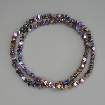 Mărgele de hematit curcubeu cub 3×3 mm +- pe fir, lungime 38 cm
