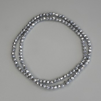 Mărgele din hematit, culoare argintie, bile tăiate de 3 mm, pe fir, lungime 38 cm