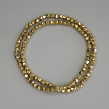 Mărgele de hematit, culoare aurie, fațetate, diametru 3,5×3,5 mm, pe fir, lungime 40 cm+