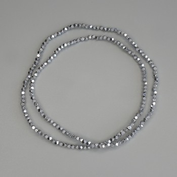 Mărgele din hematit, culoare argintie, fațetate, diametrul 2x2 mm +/- pe fir, lungime 40 cm+