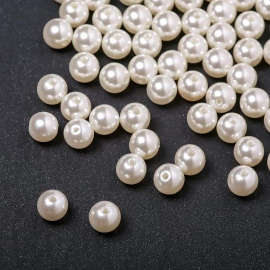 Mărgele acrilice albe, cu luciu perlat, diametrul de 12 mm, 0,5 kg ± 1000 buc