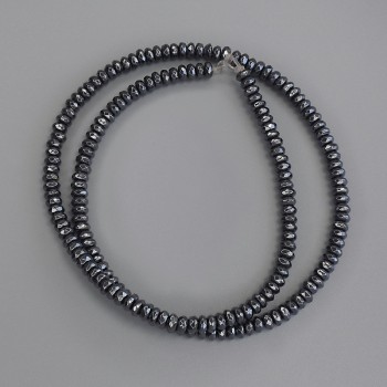 Mărgele de hematit tăiate în rondel, 4x2 mm, pe fir, lungime 39 cm+