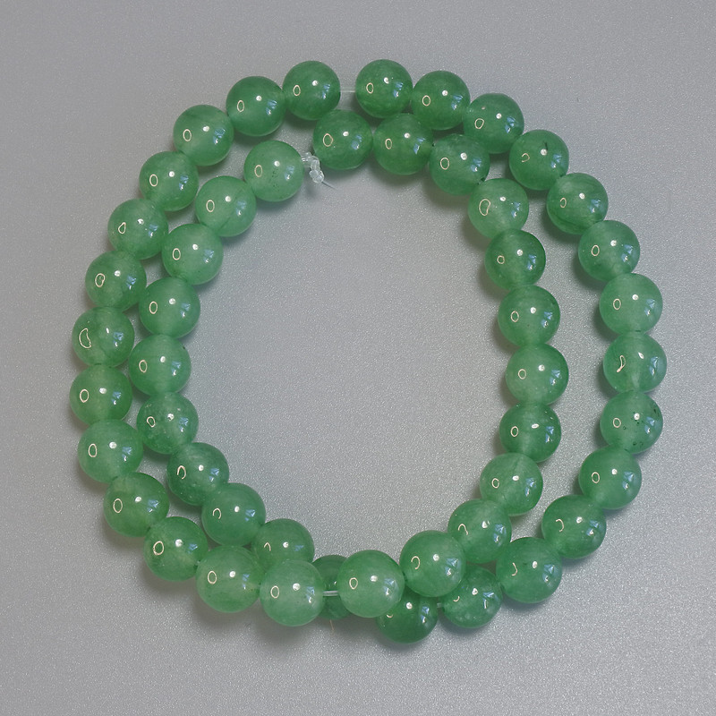 Mărgele de nefrit, bilă netedă, diametrul de 8 mm (+/-), lungime 39 cm (+/-), pe fir