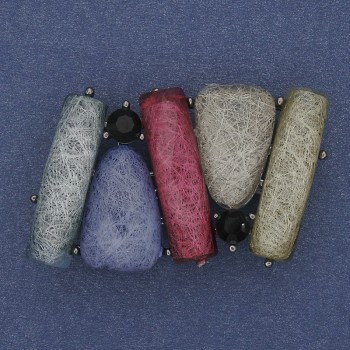 Broșă-pandantiv Accent cu efect acvariu, metal argintiu 43x27mm+