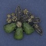 Broșă pandantiv Accent cu efect acvariu verde, strasuri gri, metal argintiu 43x48 mm+