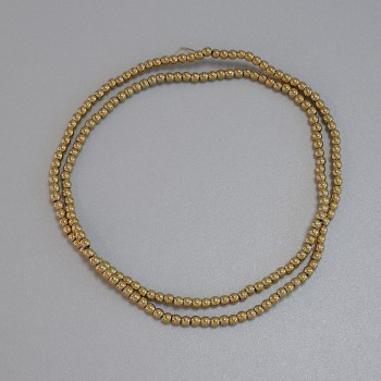 Mărgele din hematit, culoare aurie, sferice netede, diametru 2 mm ±, pe șnur, lungime 38 cm ±