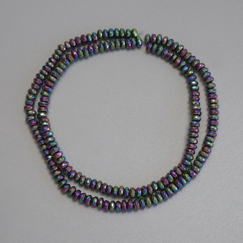 Mărgele de hematit curcubeu, rondelle fațetat 4x2 mm +/- pe șnur, lungime 38 cm+