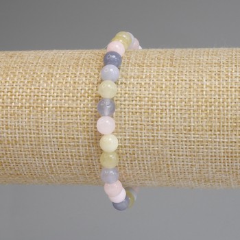 Brățară Morganit cu bile netede de 6,5 mm, lungime 18 cm, elastic