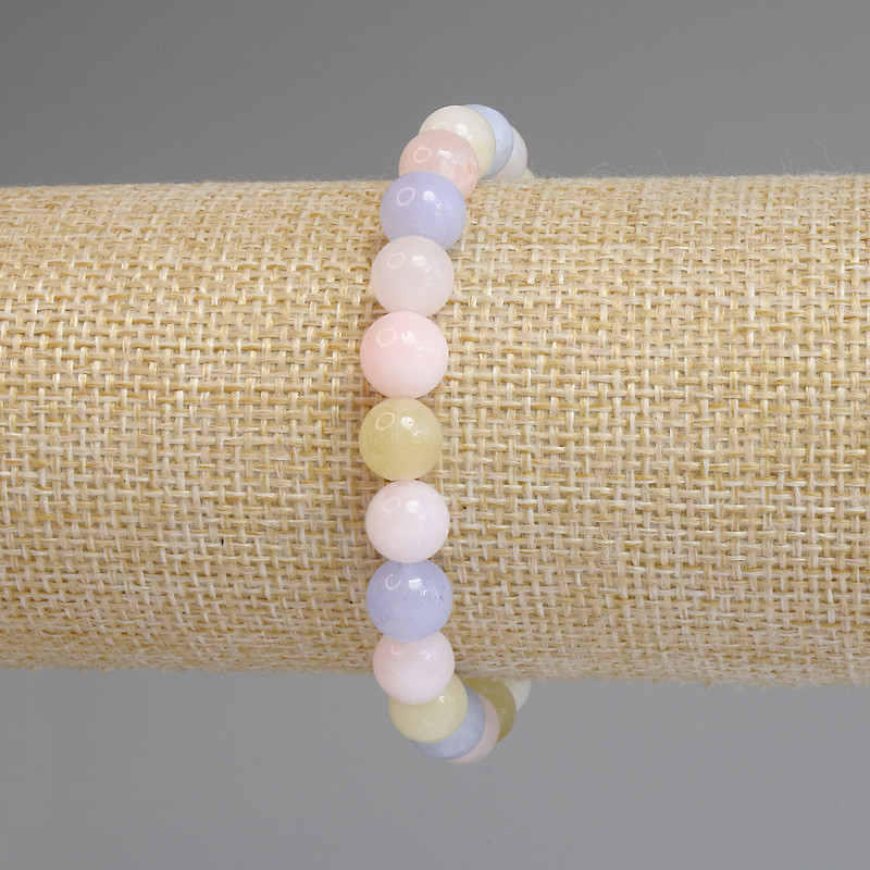 Brățară din morganit, bile netede de 8 mm, lungime 18 cm, elastic