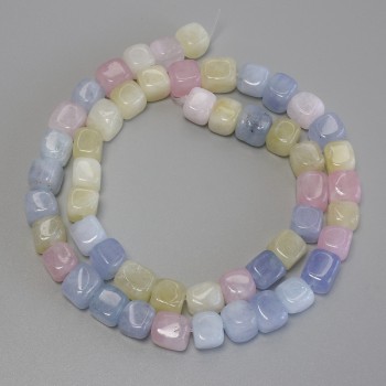 Mărgele Morganit cubice, diametrul 7,5×7,5 mm, lungime 37 cm, pe fir