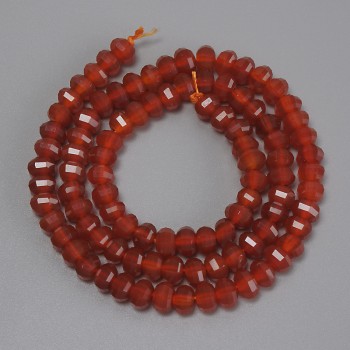 Mărgele carneol tăiate rondel, diametru 5,5×4 mm, lungime 38 cm, pe șnur