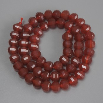 Mărgele rondel facetate de carneol, diametru 8x6 mm, lungime 37 cm +/- pe șnur
