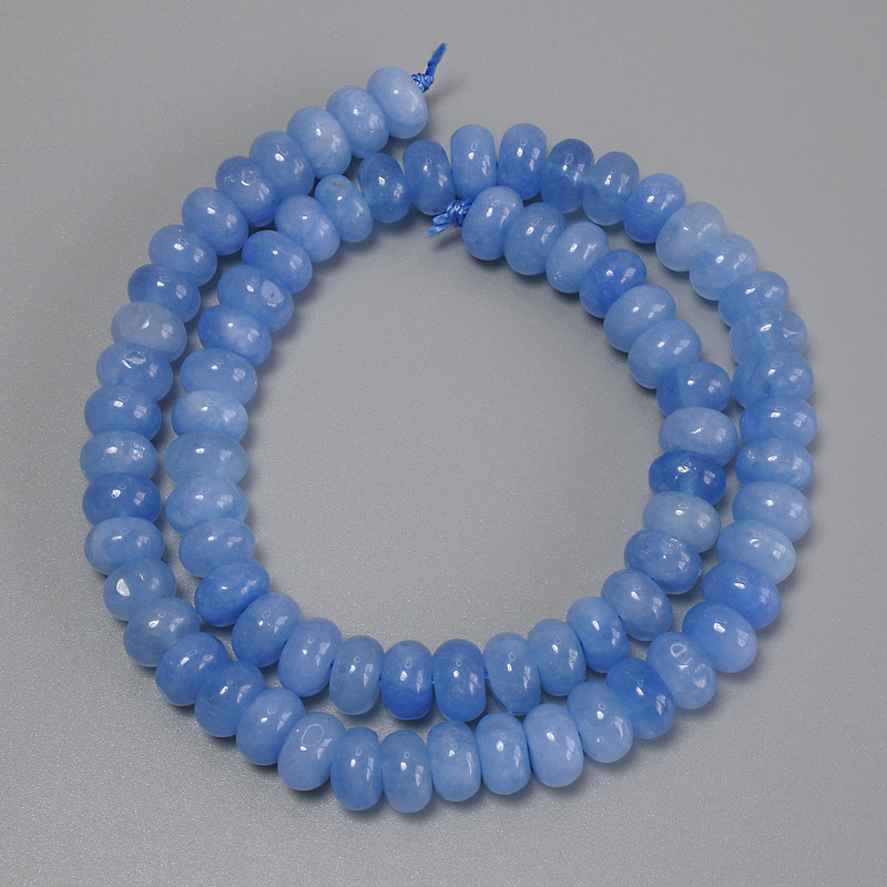 Mărgele de acvamarin rondel, diametrul 8x5 mm, lungime 38 cm, pe șnur