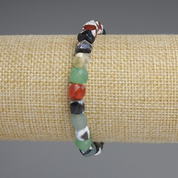 Brățară din agată facetată, cuburi, dimensiune 6,5×6,5 mm, lungime 18 cm ±, pe elastic