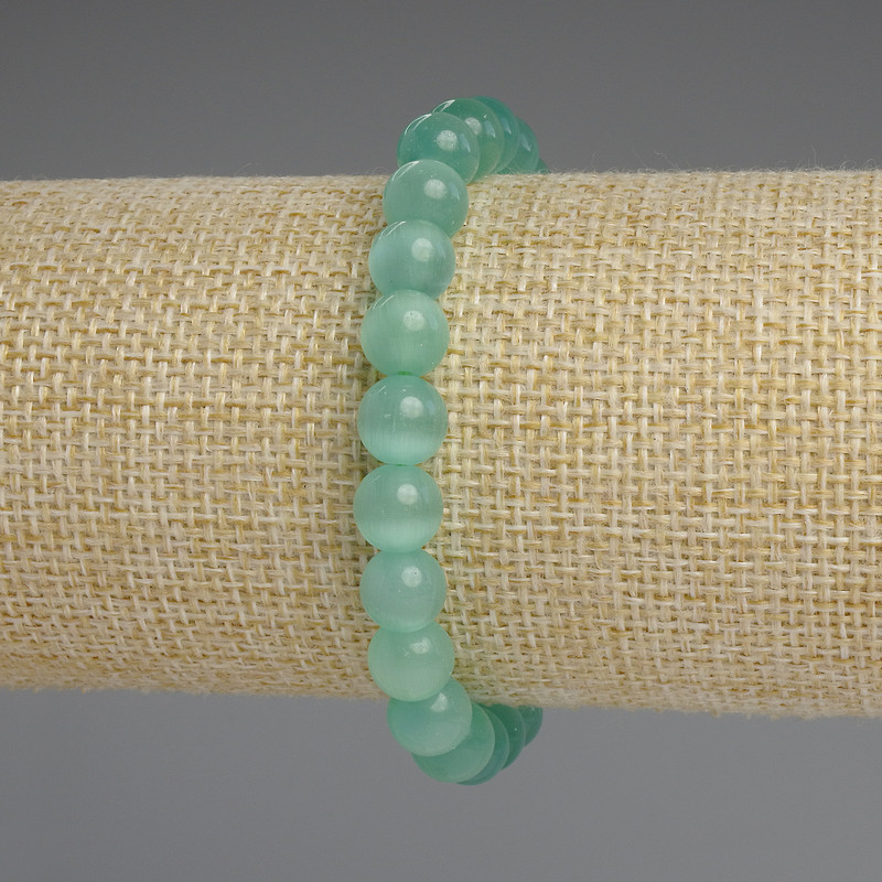 Brățară ochi de pisică, mărgele netede de 8 mm, lungime aproximativă 18 cm, pe elastic