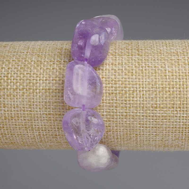 Brățară din ametist, mărgele rotunjite, diametrul 18-23×13-15 mm, lungime 18 cm, pe elastic