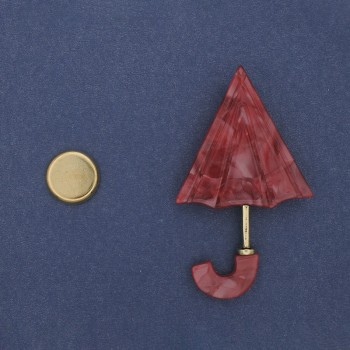 Broșă magnetică Parasolă din acril, 63×36 mm, metal auriu