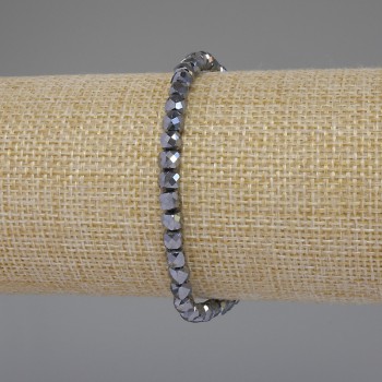 Brățară din terahertz cu cuburi tăiate, diametrul 4×4 mm, lungime 18 cm, pe elastic