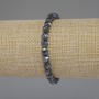 Brățară din hematit cu fețe multfacetate, diametrul aproximativ 6×5 mm, lungime 18 cm, pe bază elastică