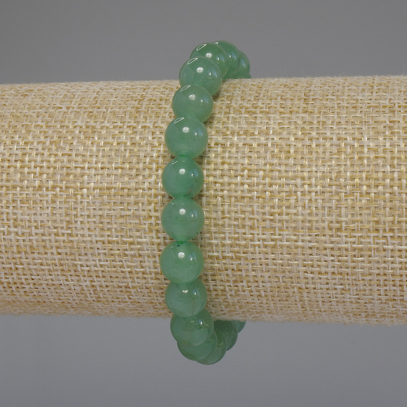 Brățară din nefrit, bile netede, diametrul de 8 mm, lungime 18 cm, pe elastic