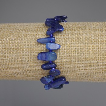 Brățară din kianit, cu pietre tăiate în formă de fluture, dimensiuni aproximative 11–16×6–8 mm, mărgele de 3 mm, lungime 18 cm, pe elastic