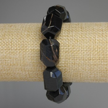 Brățară cu ochi de șoim, fațetată, diametrul elementelor 20×16 mm, lungime 18 cm, elastic