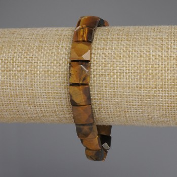 Браслет Тигрове Око гранований квадрат, діаметр 10мм+-, довжина 18см+- стрейч