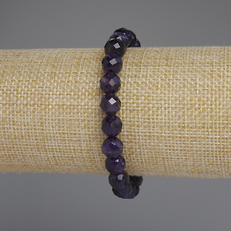 Brățară din ametist facetat, mărgele de 8 mm, lungime 18 cm, pe elastic