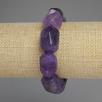 Reducere! Brățară din ametist facetat, pe bază elastică, diametrul 19-22x14-17 mm, lungime 18 cm +/-