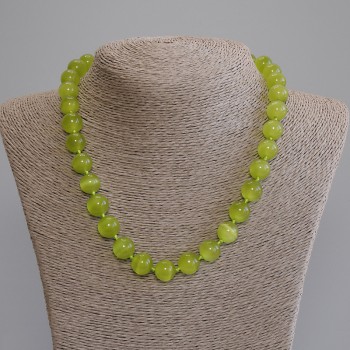 Colier din ochi de pisică, bile netede, diametru aproximativ 12 mm, lungime aproximativă 50 cm, cu închizătoare