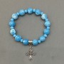 Brățară «Larimar» (mărgele artificiale) – mărgele de 10 mm, sticlă cehă rondel 6×5 mm, cu inserții metalice, lungime 18 mm, pe elastic