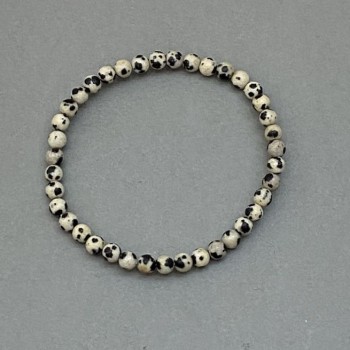 Brățară din jasper dalmatian – mărgele rotunde, diametru 5 mm, lungime 18 cm, elastică