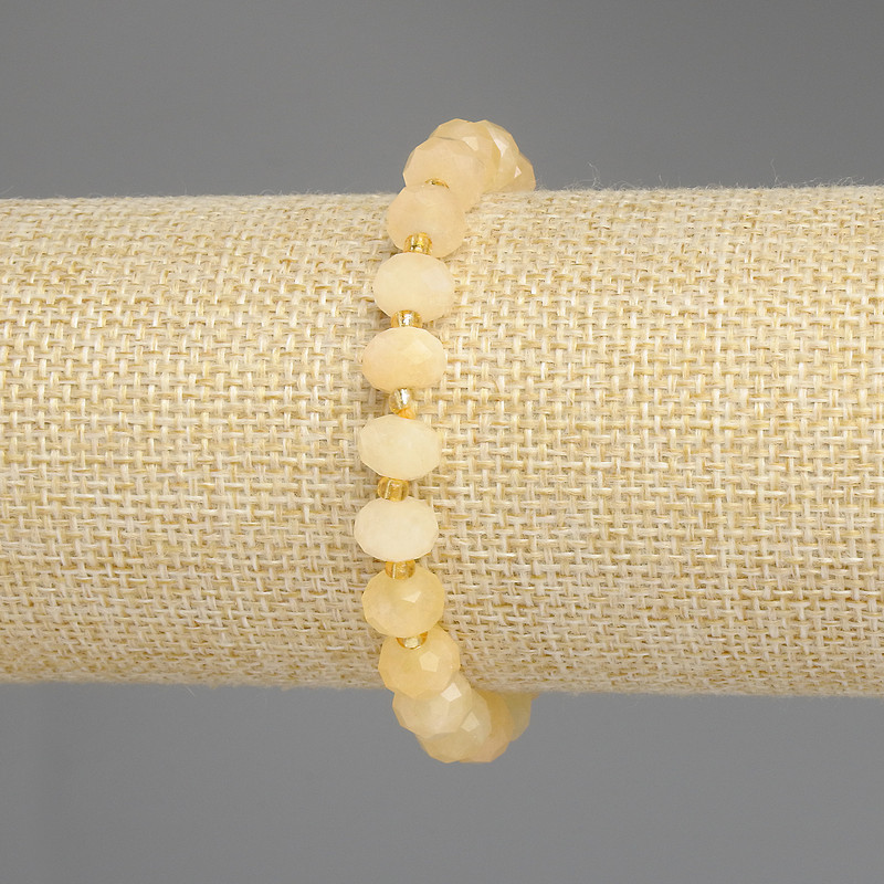 Brățară din citrin fațetat, rondel 8×5 mm, mărgele de 3 mm, lungime 18 cm, pe elastic